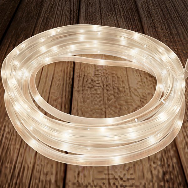 Pure Garden Outdoor Solar Rope Lights with Cable String and 100 LED Lights with 8 Modes, Warm White 50-LG1009